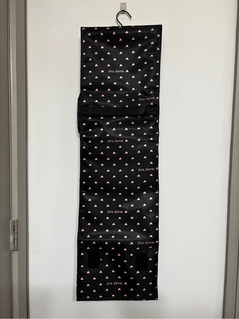 Mary Kay Black Cosmetic Bag with Pink Heart Print